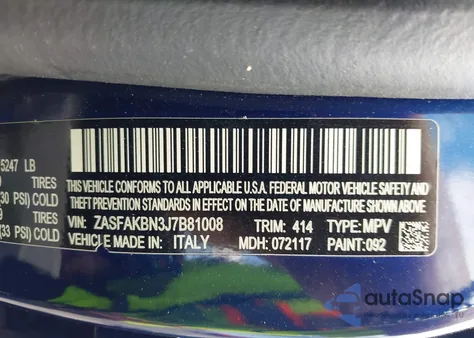 2018 Alfa Romeo Stelvio Ti Awd z USA, uszkodzony, nr VIN ZASFAKBN3J7B81008